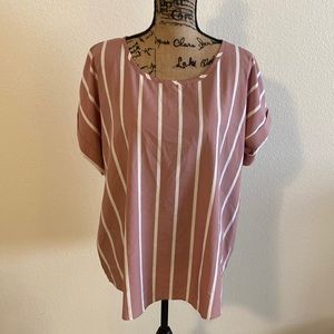 Rose and white striped blouse